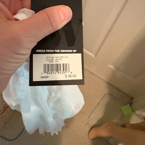 Nine West one size NWT $36 White Sheer Kimono with Pom Pom Trim fun beach cover - Picture 5 of 12